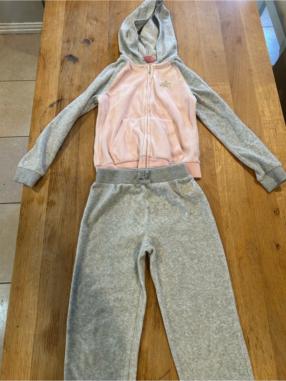 Juicy Couture Pink and Gray Girls' Hooded Sweatshirt with Gray Joggers